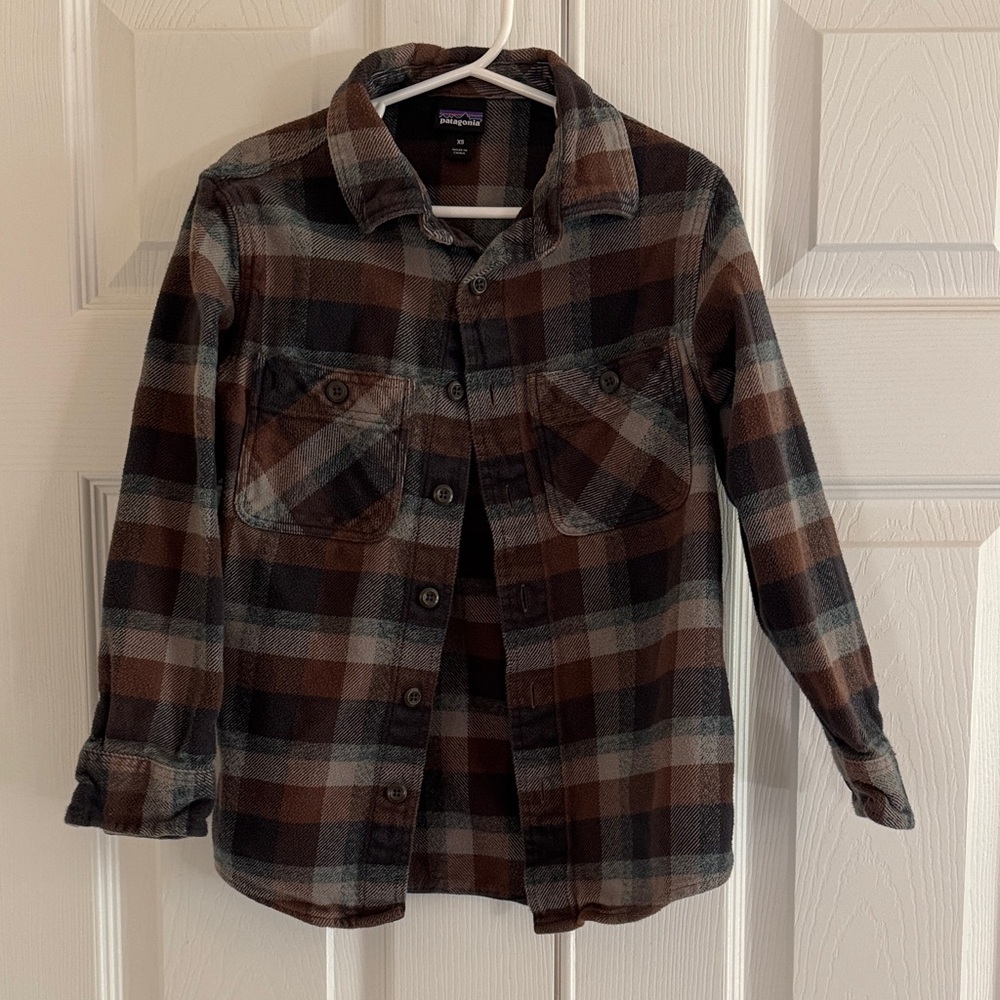 Patagonia Brown and Gray Checkered Shirt
